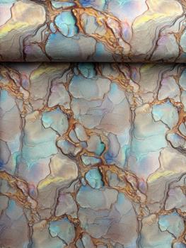 Preview: Outdoorstoff Flowing Bloom Marbels in erd/gold Töne by Swafing von Sarah Mariam